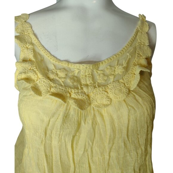 IZ Byer Y2K Gauze Blouson Tank Top Size L Crotchet Lightweight Cottage Fairy - Picture 2 of 8